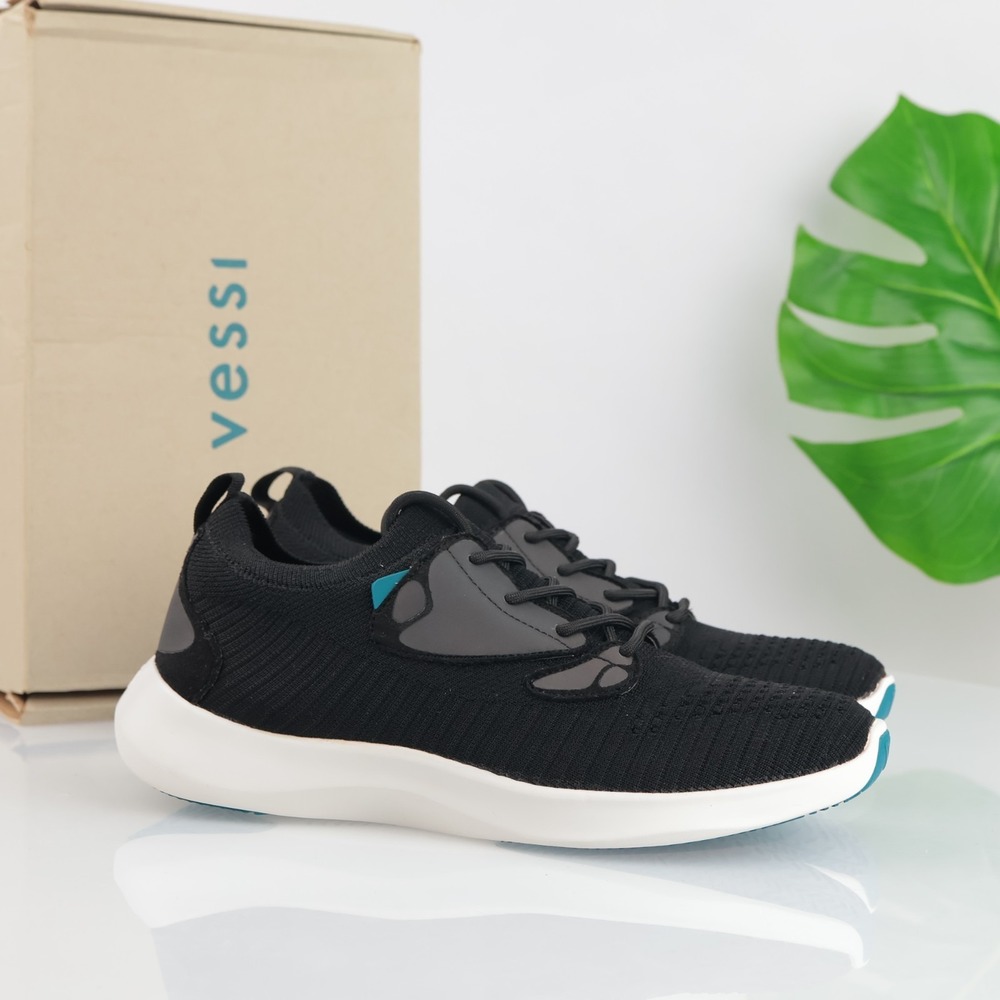 Vessi Womens Everyday Move Sneakers Size 10 Waterproof Black Knit Lace Up Shoes‎